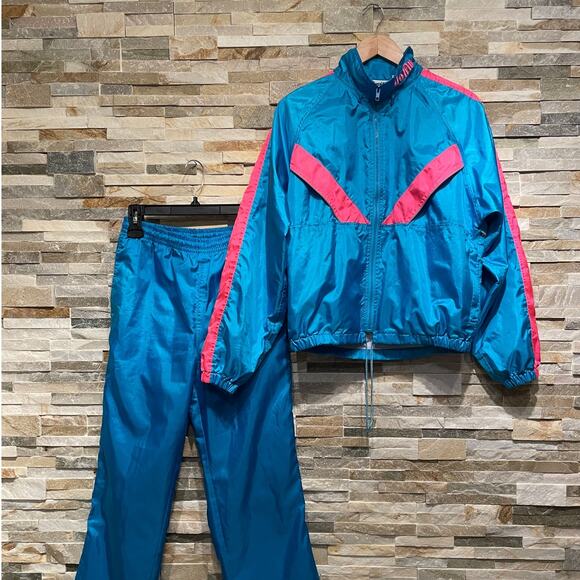 Vintage Dolfin Tracksuit M | Blue Pink Windbreaker Set, 80s 90s Retro Vibes - Picture 2 of 13